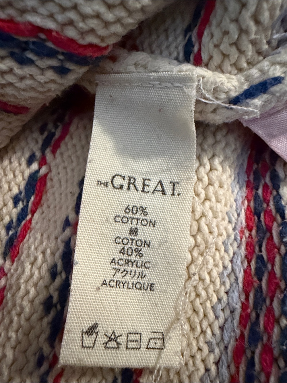 The Great. Fair Isle Cropped Cardigan in Cream - Picture 10 of 12